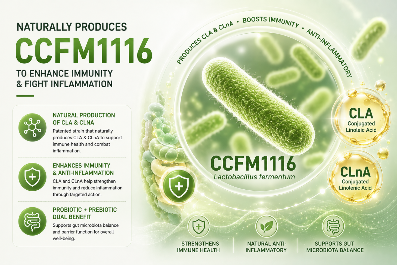 How does the lactic acid bacterial strain CCFM1116 support the immune system and modulate inflammation?